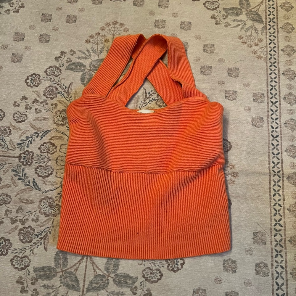 Orange Ribbed Women's Sweater